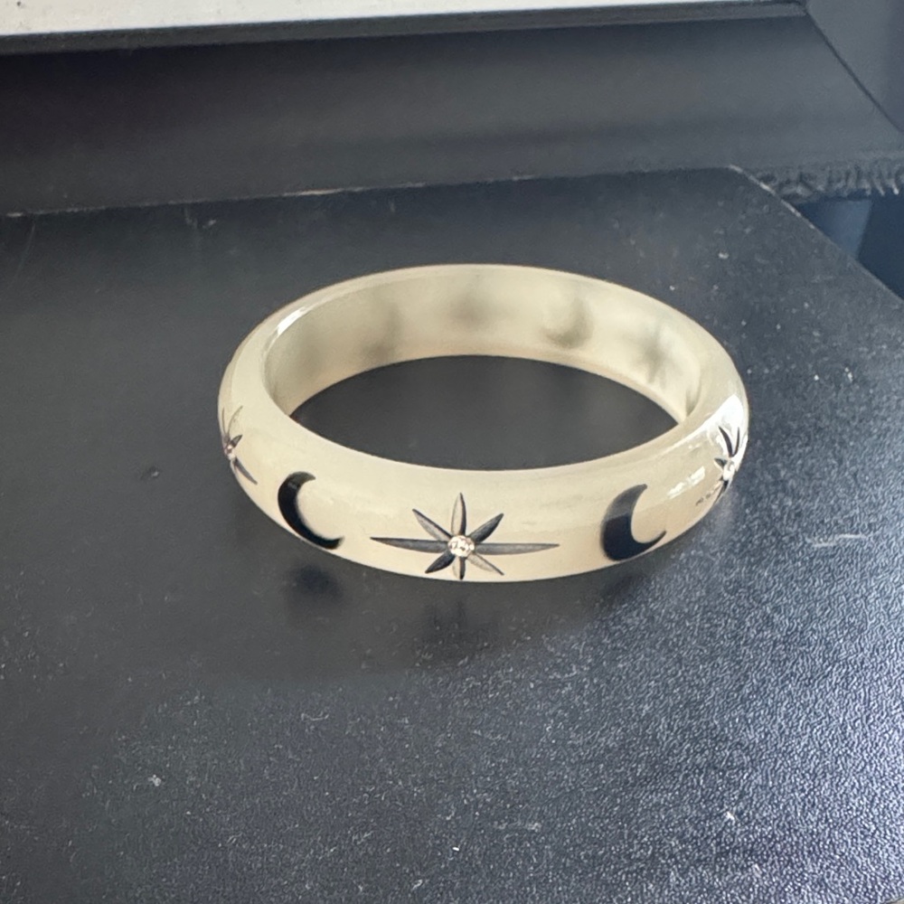 Splendette moon and star glow in the dark witchy magic Celestial carved Bangle